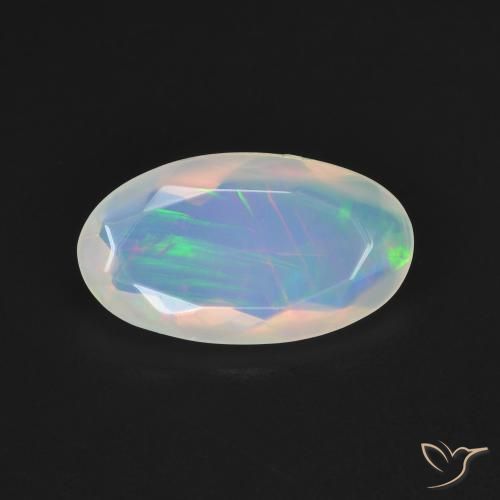 1.33ct 天然 マルチカラー オパール, 楕円形, 透明