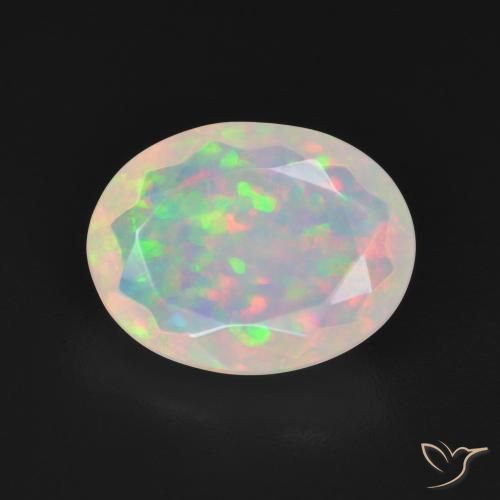 2.96ct 天然 マルチカラーホワイト オパール, 楕円形, 透明