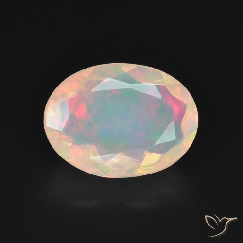 2.20ct 天然 マルチカラーホワイト オパール, 楕円形, 透明