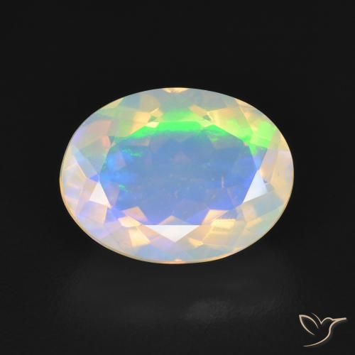 2.17ct 天然 青みがかったホワイト オパール, 楕円形, 透明