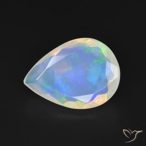 1.93ct 天然 青みがかったホワイト オパール, 洋梨の形, 透明