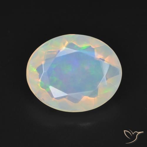 2.42ct 天然 マルチカラーホワイト オパール, 楕円形, 透明