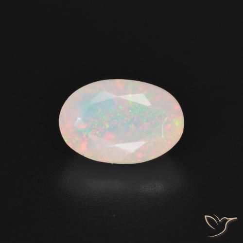 1.51ct 天然 マルチカラーホワイト オパール, 楕円形, 半透明