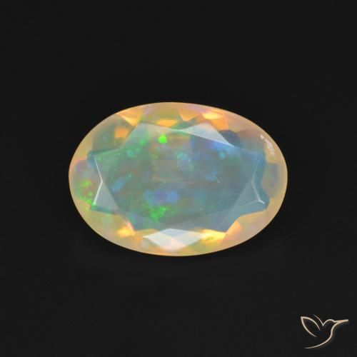 1.70ct 天然 マルチカラーホワイト オパール, 楕円形, 透明