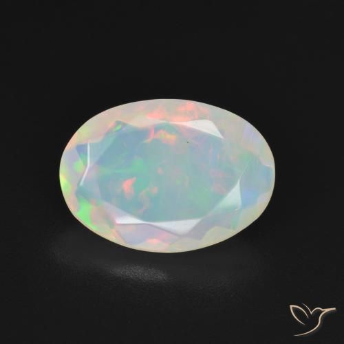 1.76ct 天然 マルチカラーホワイト オパール, 楕円形, 透明