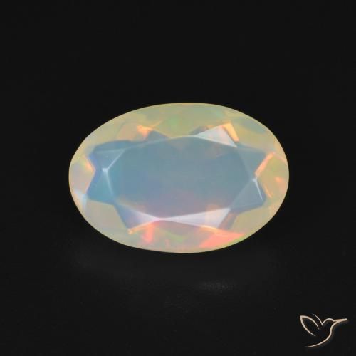 1.18ct 天然 マルチカラーホワイト オパール, 楕円形, 透明