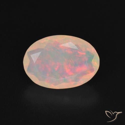 1.25ct 天然 マルチカラー オパール, 楕円形, 透明