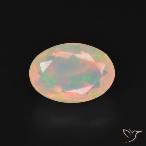 1.71ct 天然 マルチカラーホワイト オパール, 楕円形, 透明