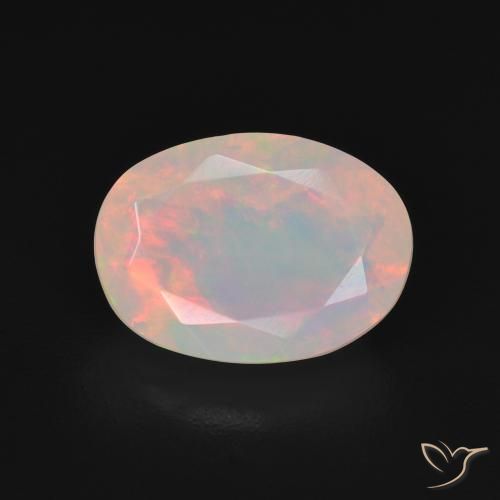 2.07ct 天然 マルチカラーホワイト オパール, 楕円形, 透明