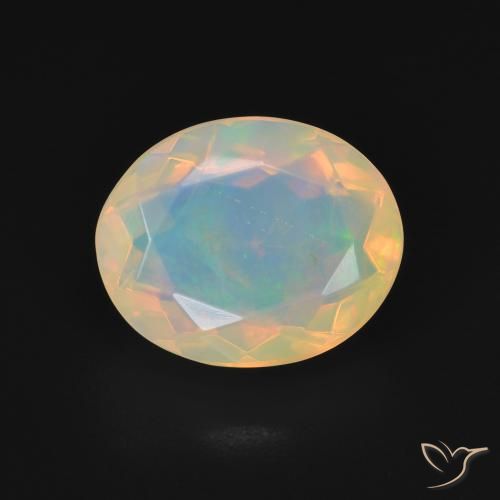 2.18ct 天然 マルチカラーホワイト オパール, 楕円形, 透明