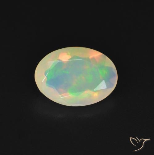 0.95ct 天然 マルチカラー オパール, 楕円形, 透明