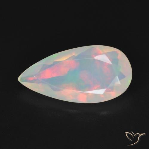 1.18ct 天然 マルチカラー オパール, 洋梨の形, 透明