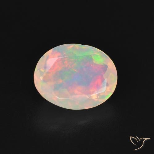 1.27ct 天然 マルチカラー オパール, 楕円形, 透明