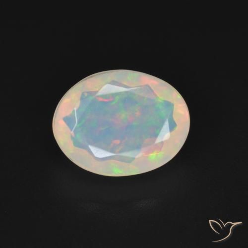 1.27ct 天然 マルチカラー オパール, 楕円形, 透明