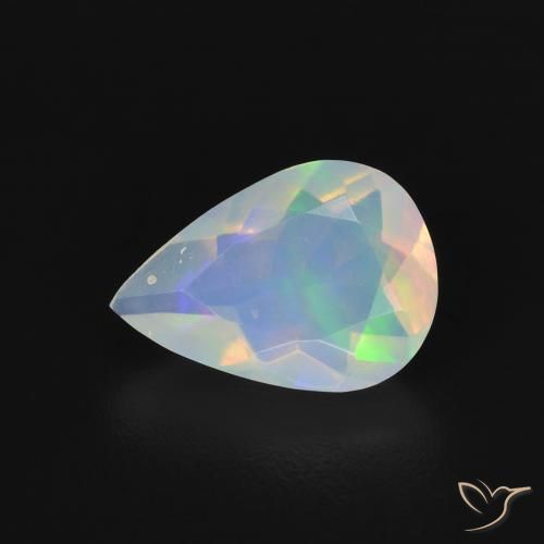 1.05ct 天然 マルチカラー オパール, 洋梨の形, 透明