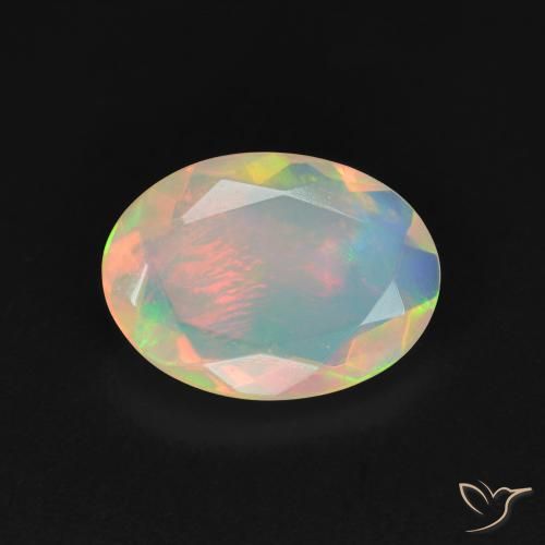 1.52ct 天然 マルチカラー オパール, 楕円形, 透明