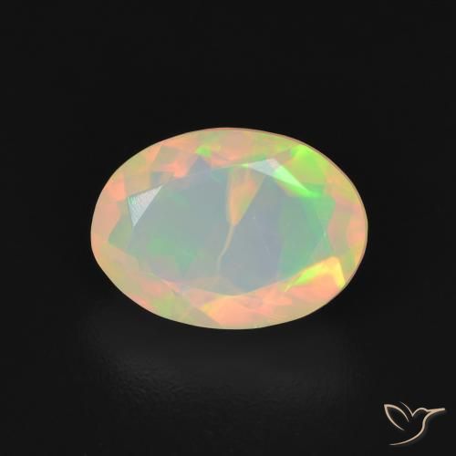 1.29ct 天然 マルチカラー オパール, 楕円形, 透明