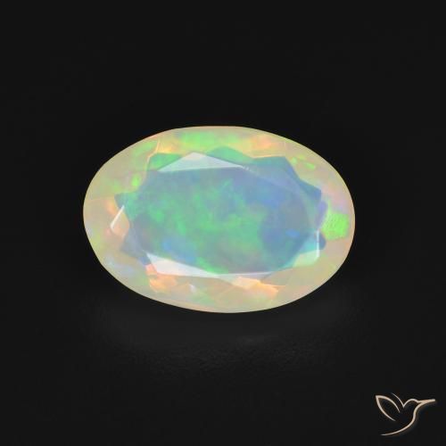 1.58ct 天然 マルチカラー オパール, 楕円形, 透明