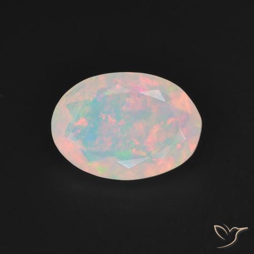 1.28ct 天然 マルチカラー オパール, 楕円形, 半透明