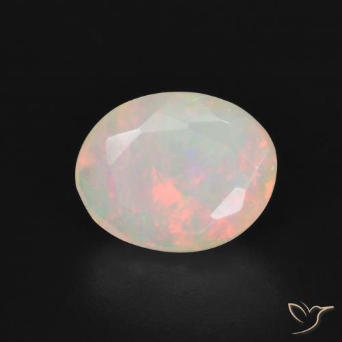 0.98ct 天然 マルチカラー オパール, 楕円形, 半透明