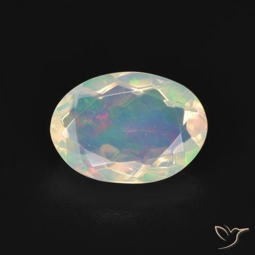 1.50ct 天然 マルチカラー オパール, 楕円形, 透明