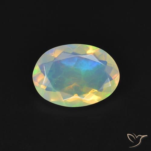 0.84ct 天然 マルチカラー オパール, 楕円形, 透明