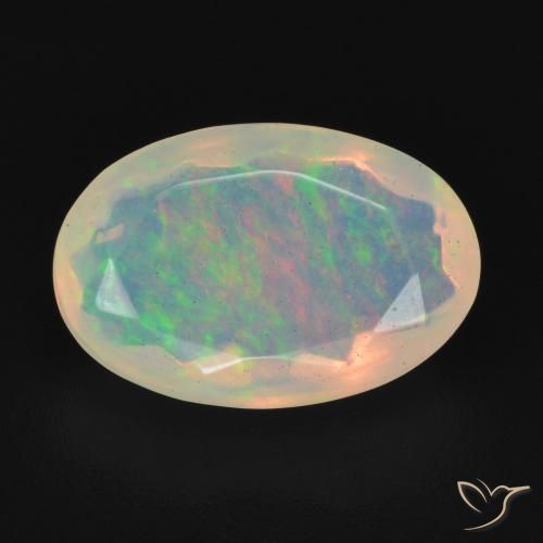 1.96ct 天然 マルチカラーホワイト オパール, 楕円形, 透明
