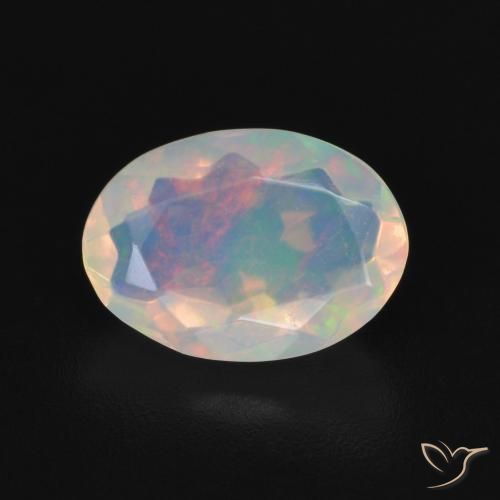 1.16ct 天然 マルチカラーホワイト オパール, 楕円形, 透明