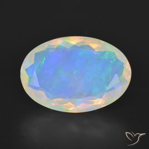 5.13ct 天然 マルチカラー オパール, 楕円形, 透明