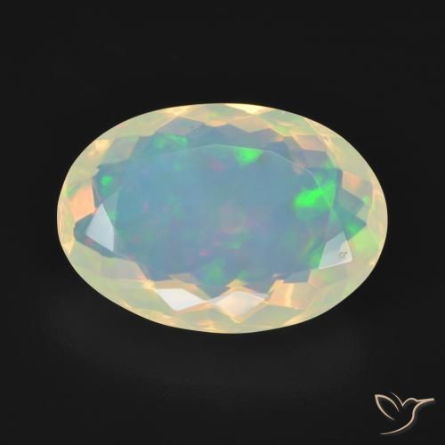 5.16ct 天然 マルチカラー オパール, 楕円形, 透明
