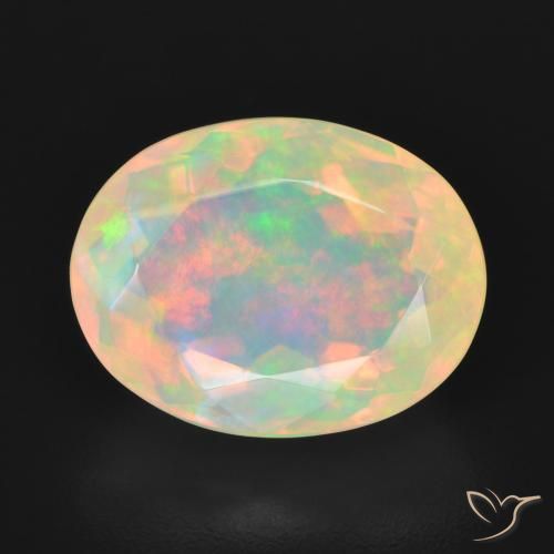 4.25ct 天然 マルチカラー オパール, 楕円形, 透明
