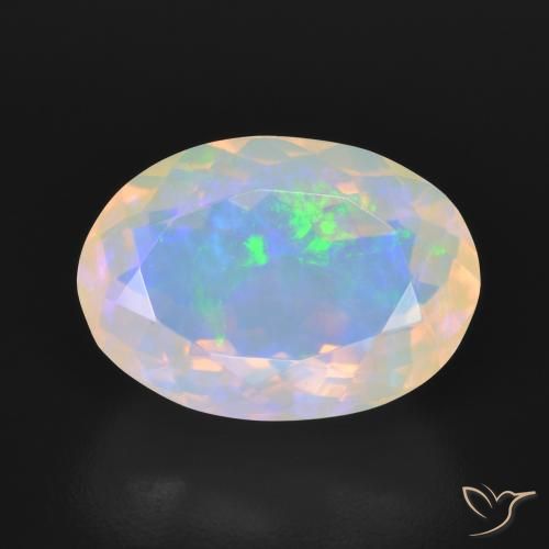 4.14ct 天然 マルチカラー オパール, 楕円形, 透明