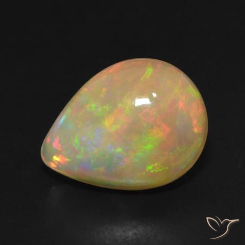 2.84ct 天然 マルチカラー オパール, 洋梨の形, 半透明