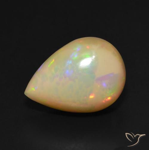 3.95ct 天然 マルチカラー オパール, 洋梨の形, 半透明