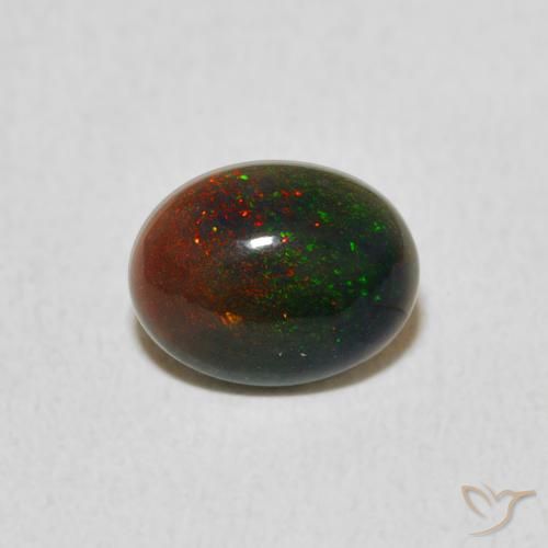 0.51ct 天然 マルチカラー オパール, 楕円形, オペーク