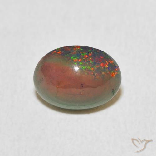 0.82ct 天然 マルチカラー オパール, 楕円形, オペーク