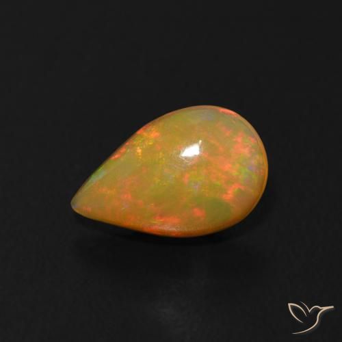 0.50ct 天然 マルチカラー オパール, 洋梨の形, 透明