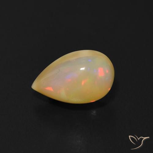 0.65ct 天然 マルチカラー オパール, 洋梨の形, 透明
