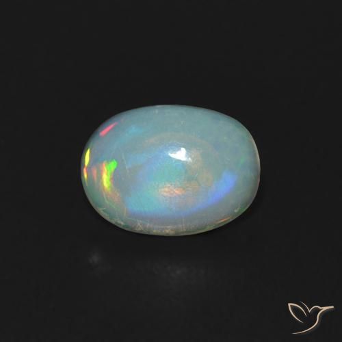 0.35ct 天然 マルチカラー オパール, 楕円形, 透明