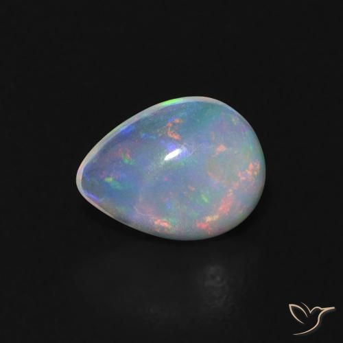 0.50ct 天然 マルチカラー オパール, 洋梨の形, 透明