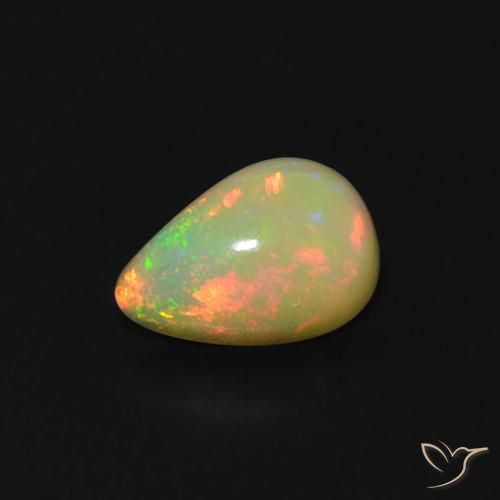 0.36ct 天然 マルチカラー オパール, 洋梨の形, 透明