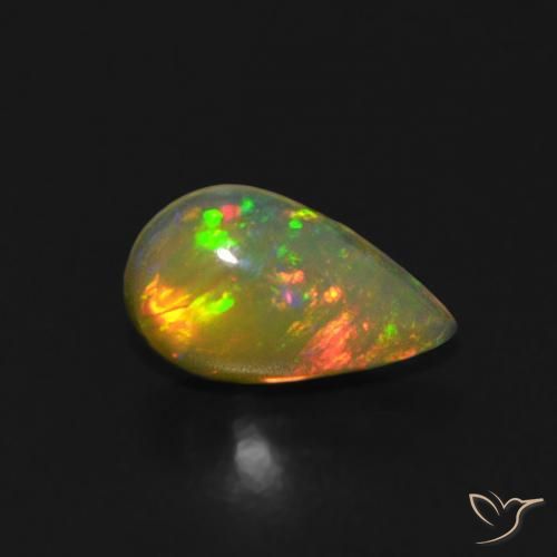 0.40ct 天然 マルチカラー オパール, 洋梨の形, 透明
