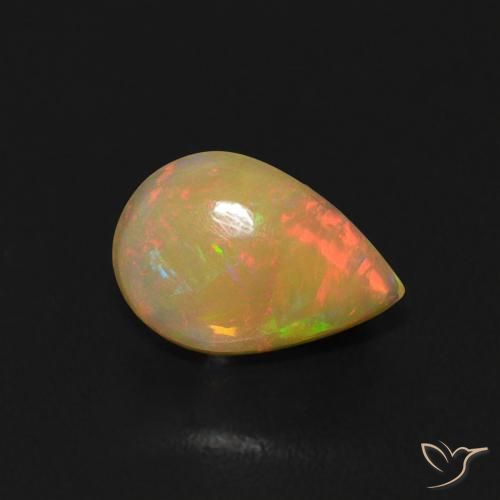 0.50ct 天然 マルチカラー オパール, 洋梨の形, 透明
