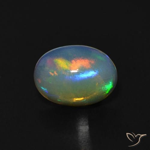 0.72ct 天然 青みがかったホワイト オパール, 楕円形, 透明