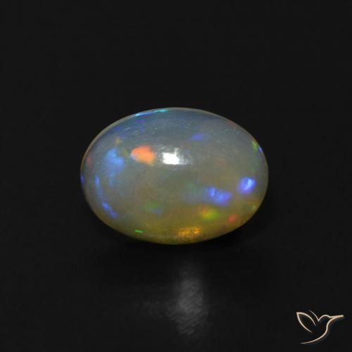0.52ct 天然 青みがかったホワイト オパール, 楕円形, 透明