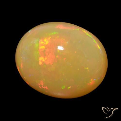 20.25カラットの天然マルチカラーオパール、オーバルカット、オペーク