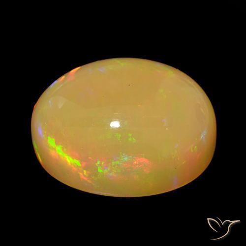 20.25カラットの天然マルチカラーオパール、オーバルカット、オペーク