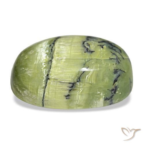 21.84カラットの天然黄色がかった緑オパール（22.2×14.9 mm・オーバルカット）