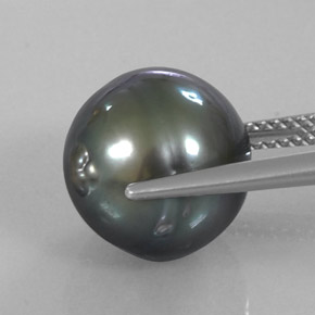 11.70カラットの天然ダークシルバーパール、ファンシーシェイプ、オペーク