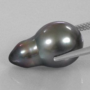 15.12カラットの天然銀パール、洋梨の形、オペーク